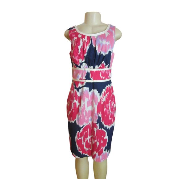 Lilly Pulitzer Multi Colored Cotton Sheath Dress w Navy Background in Sz 8 - Picture 1 of 7